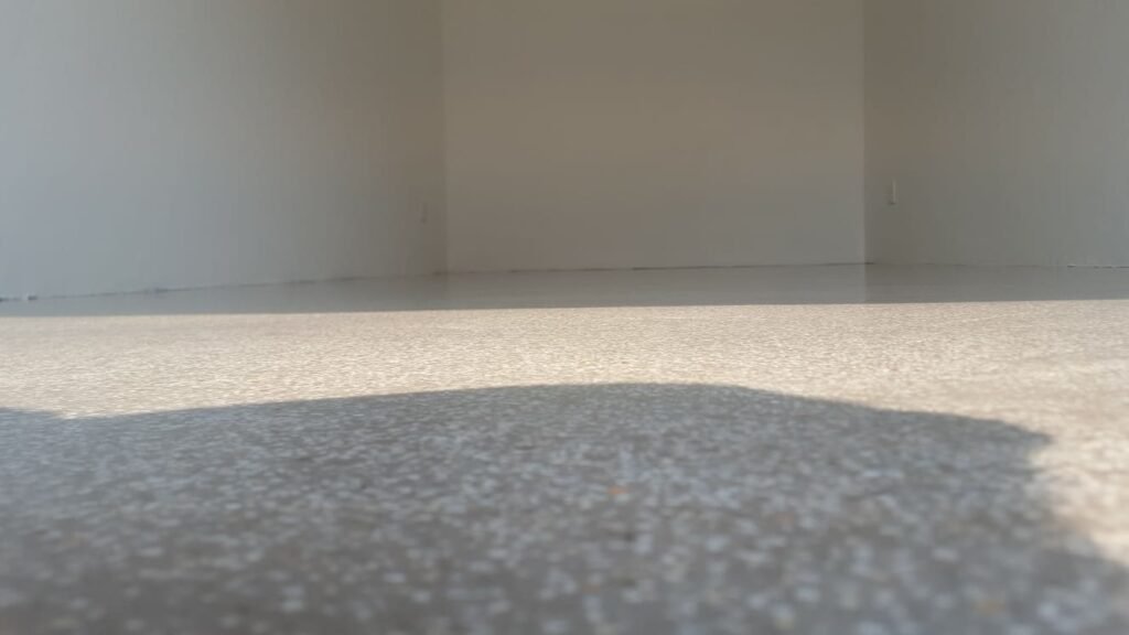 Surface of a floor area prepared and ready for epoxy painting before application