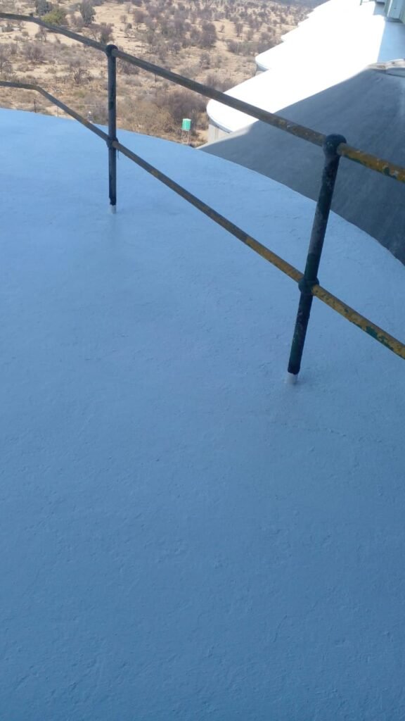 Top silo roof showing waterproofing applied by APR Waterproofing.