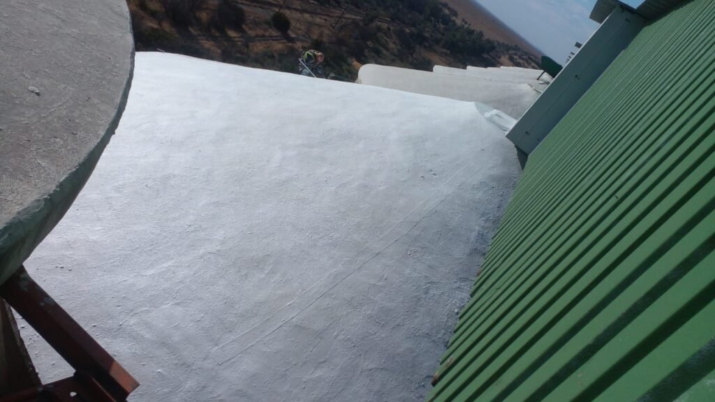 Completed silo roof showing painting and waterproofing by APR Waterproofing.