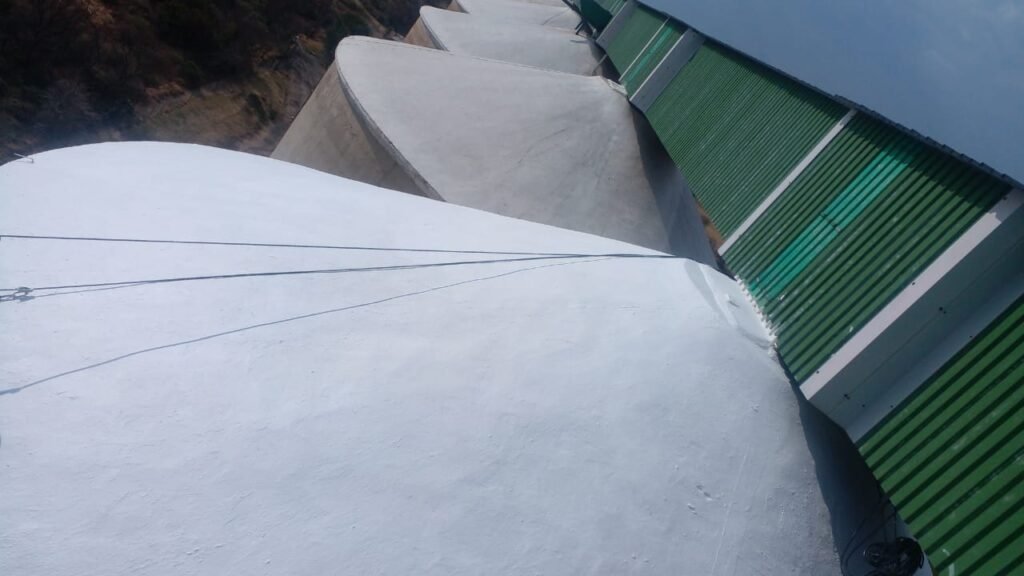 Silo roof fully painted and waterproofed by APR Waterproofing during the Silo Roof Painting project.