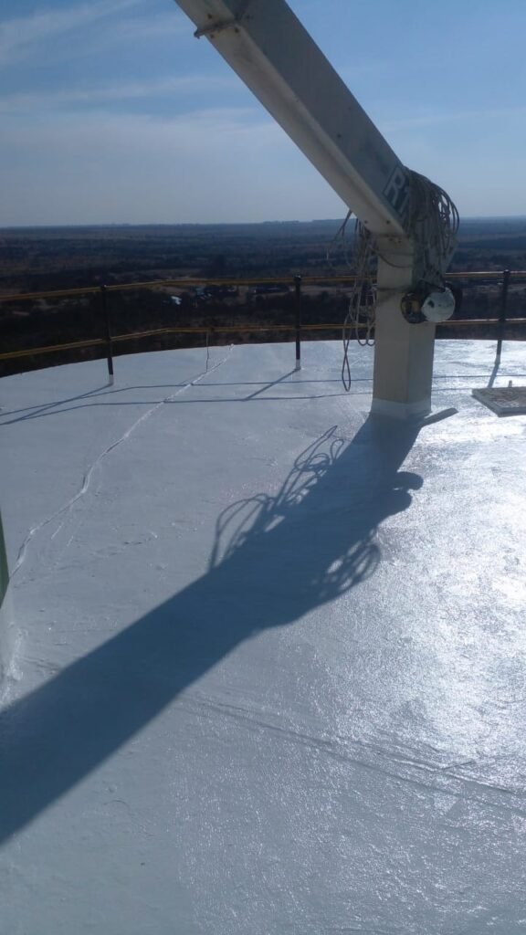 Silo Roof Painting project by APR Waterproofing showing the fully painted and waterproofed silo roofs.