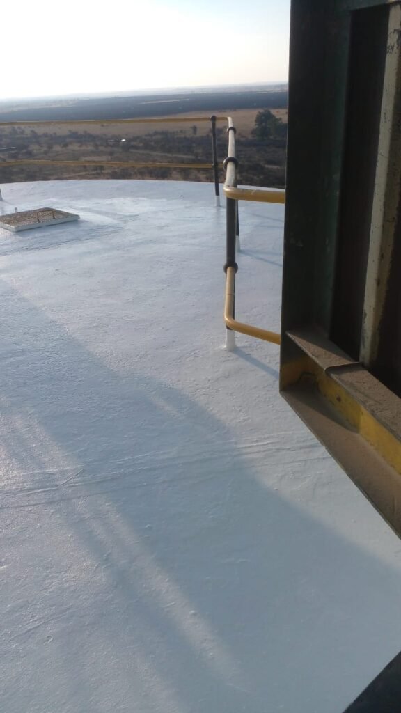 Silo Roof Painting project by APR Waterproofing showing professional painting and flat roof waterproofing work.